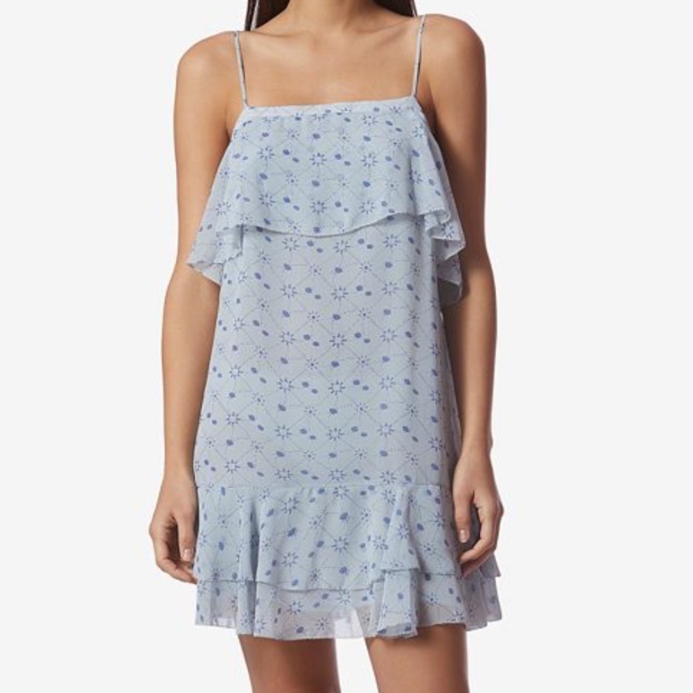 Avec Les Filles constellation print Ruffle He Adjustable Strap Mini slip Dress